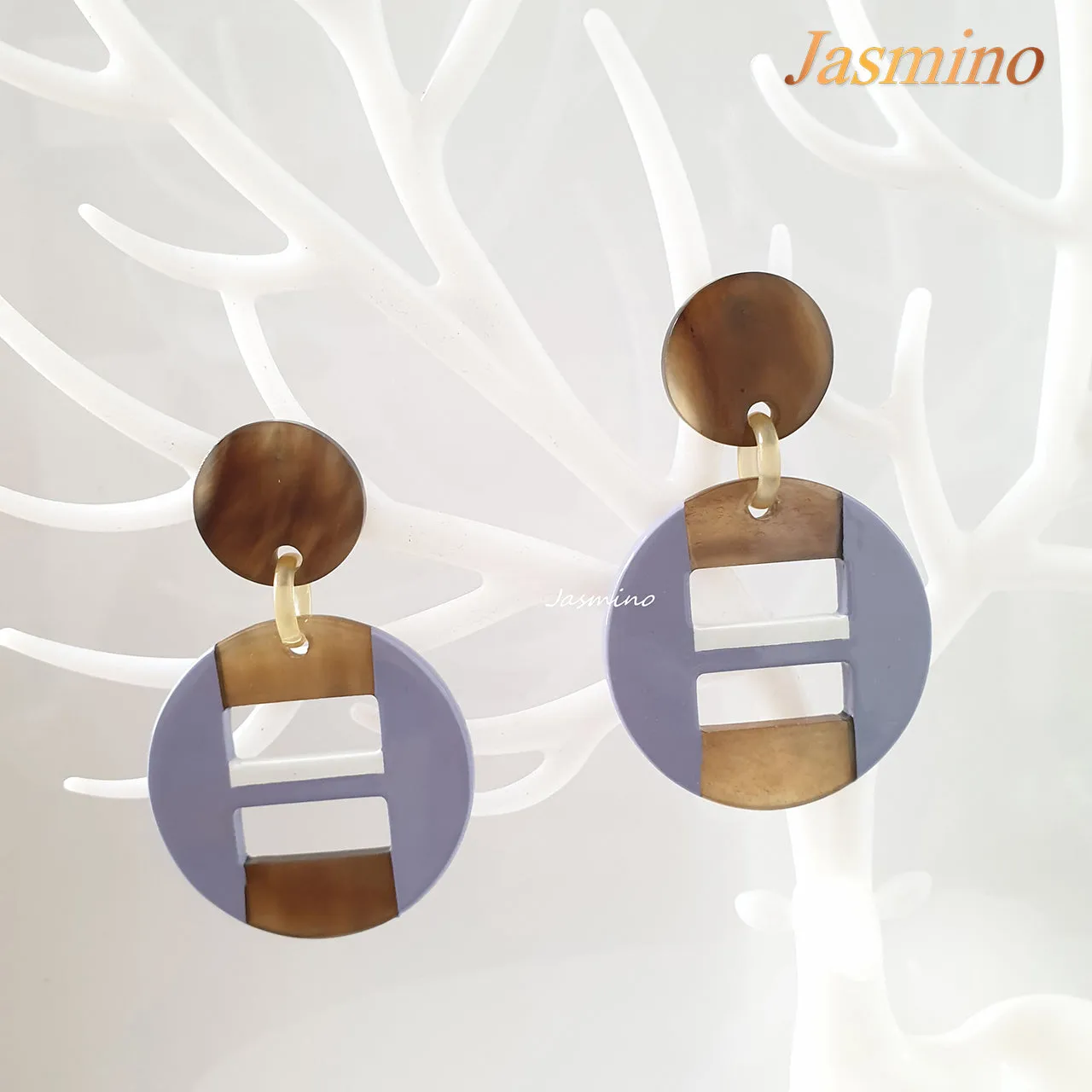 Jasmino Unique Handmade Antique Vintage Coin Circle Drop Earrings Made By Natural Buffalo Horn