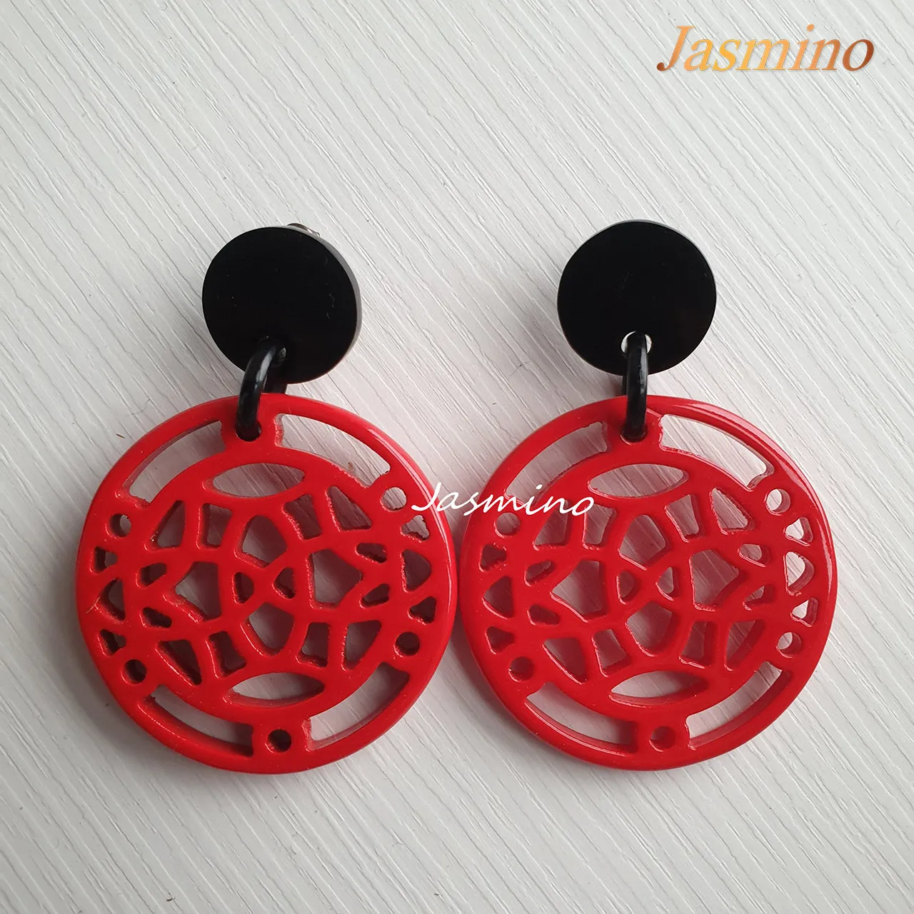 Jasmino Unique Handmade Asian Circle Drop Earrings Made By Natural Buffalo Horn