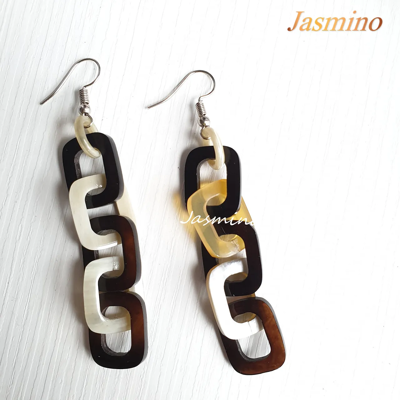 Jasmino Unique Handmade Bohemian Link Dangle Earrings For Women Made By Natural Buffalo Horn