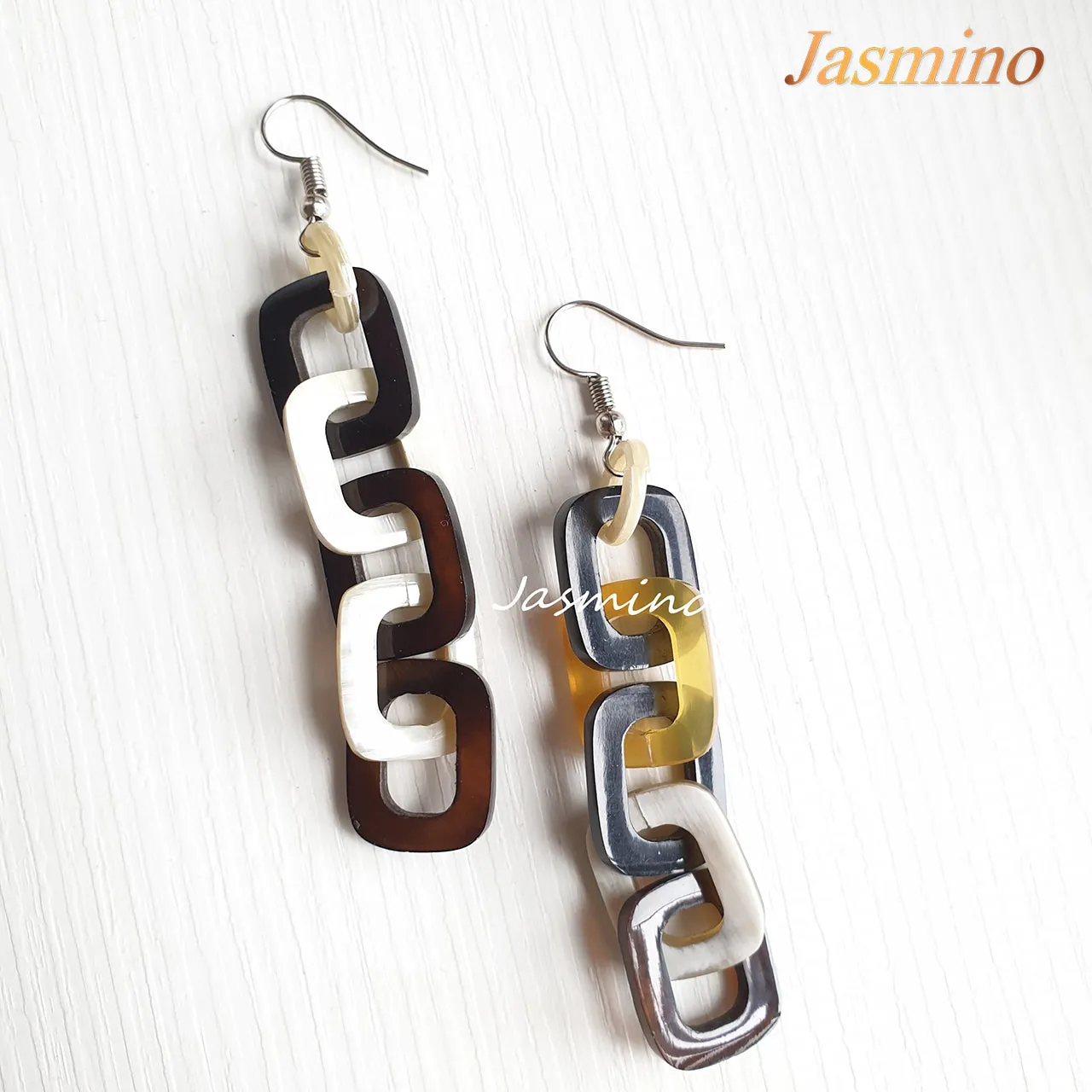 Jasmino Unique Handmade Bohemian Link Dangle Earrings For Women Made By Natural Buffalo Horn