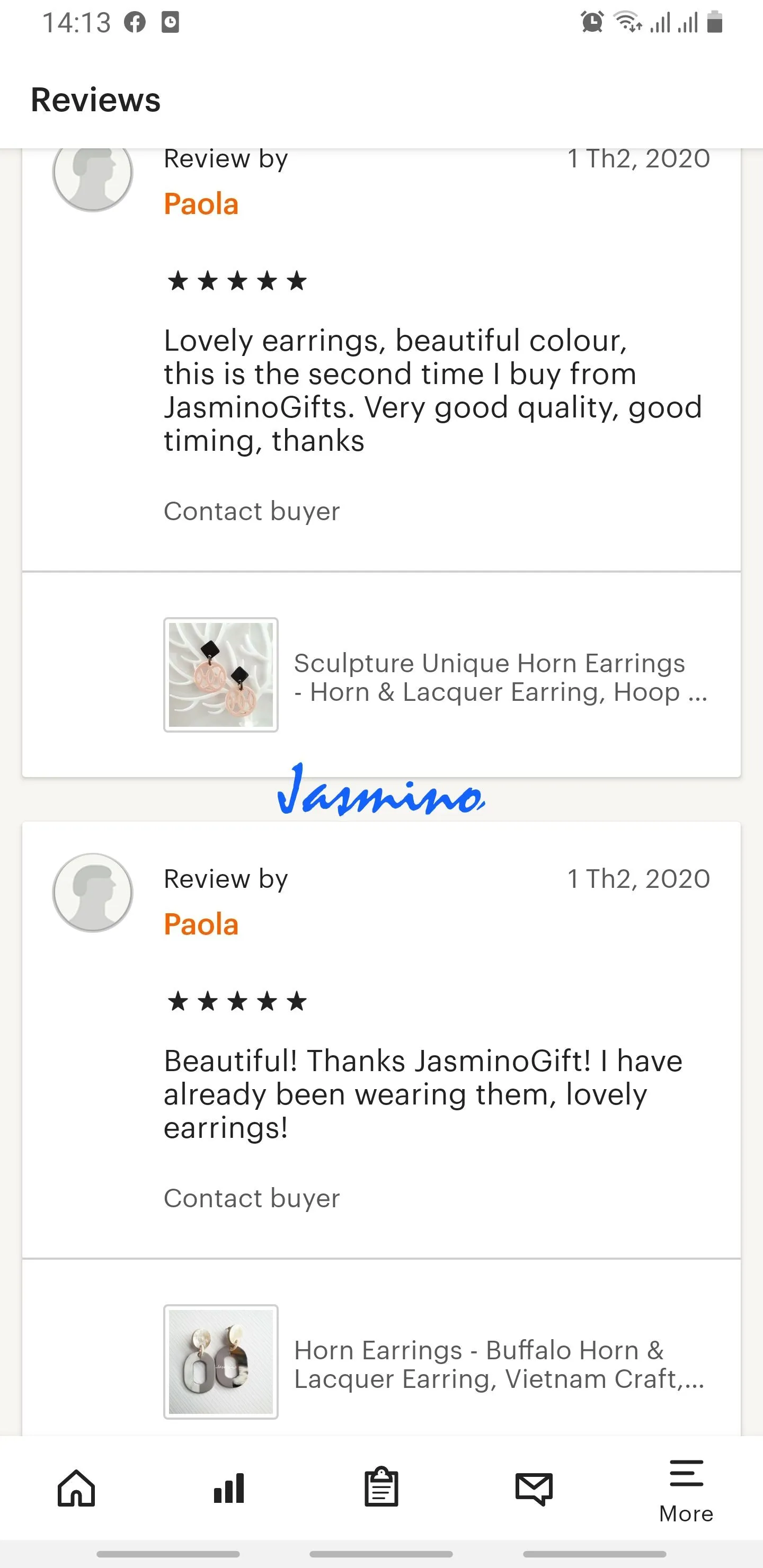 Jasmino Unique Handmade Festival Large Oval Drop Earrings Made By Natural Buffalo Horn