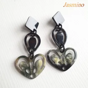 Jasmino Unique Handmade Heart Jewelry Earrings Couple Jewelry Made Of Natural Buffalo Horn