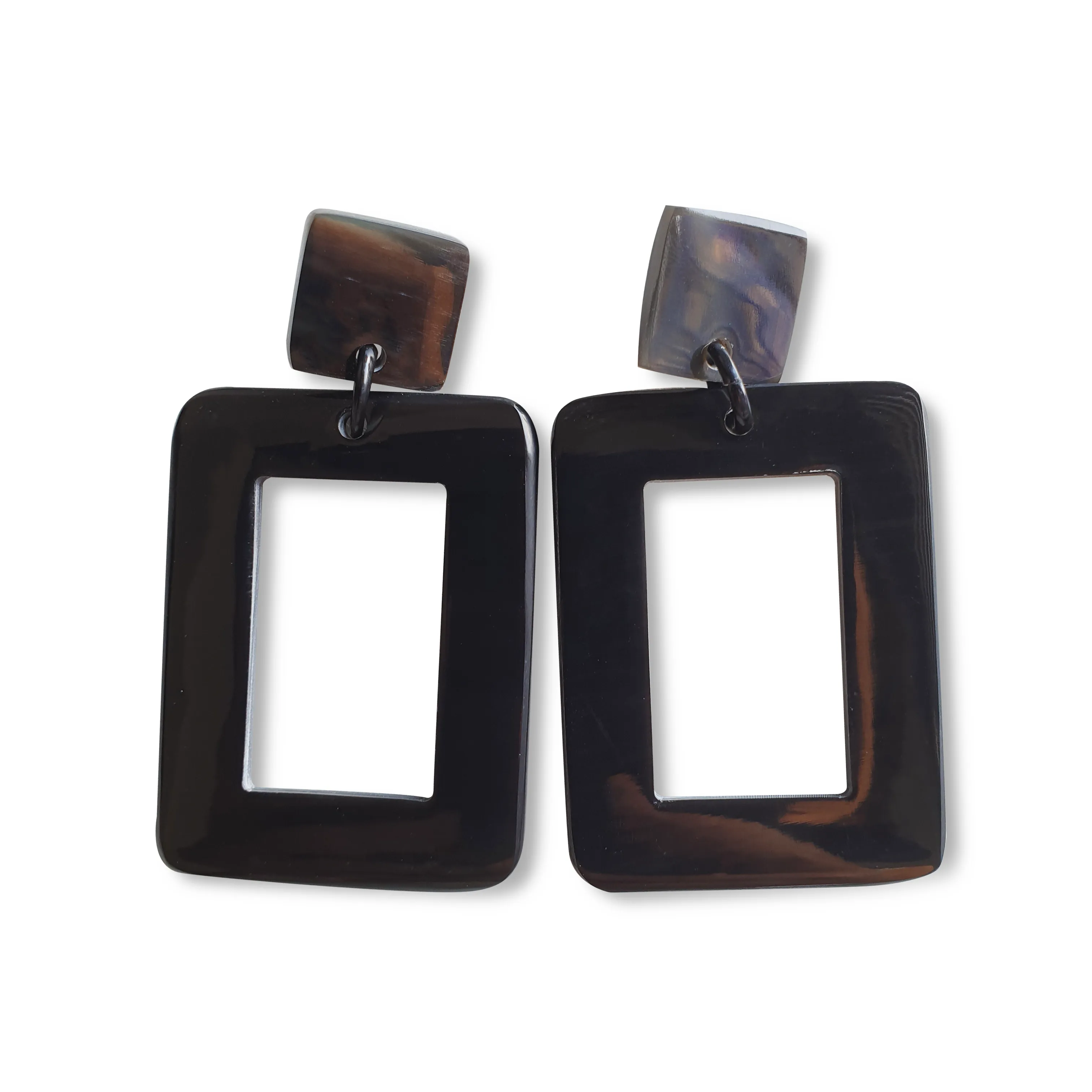 Jasmino Unique Handmade Large Rectangle Drop Earrings Made By Natural Buffalo Horn