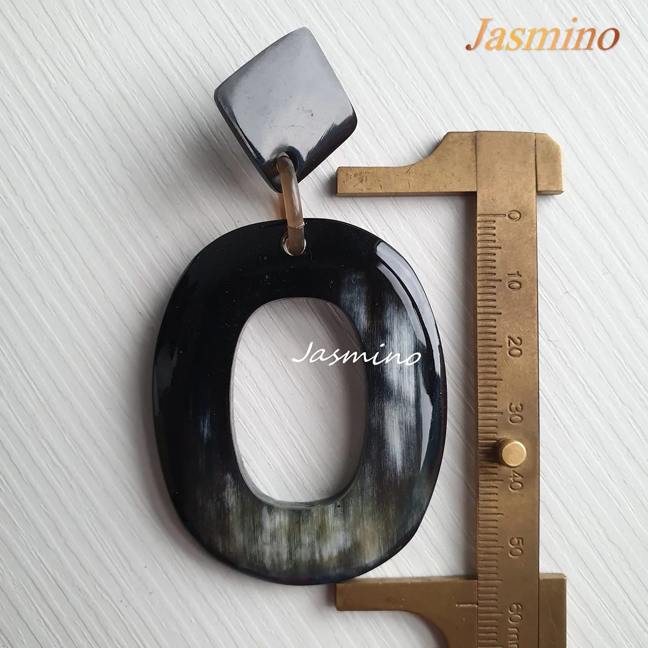 Jasmino Unique Handmade Must-have Festival Large Oval Drop Earrings Made By Natural Buffalo Horn