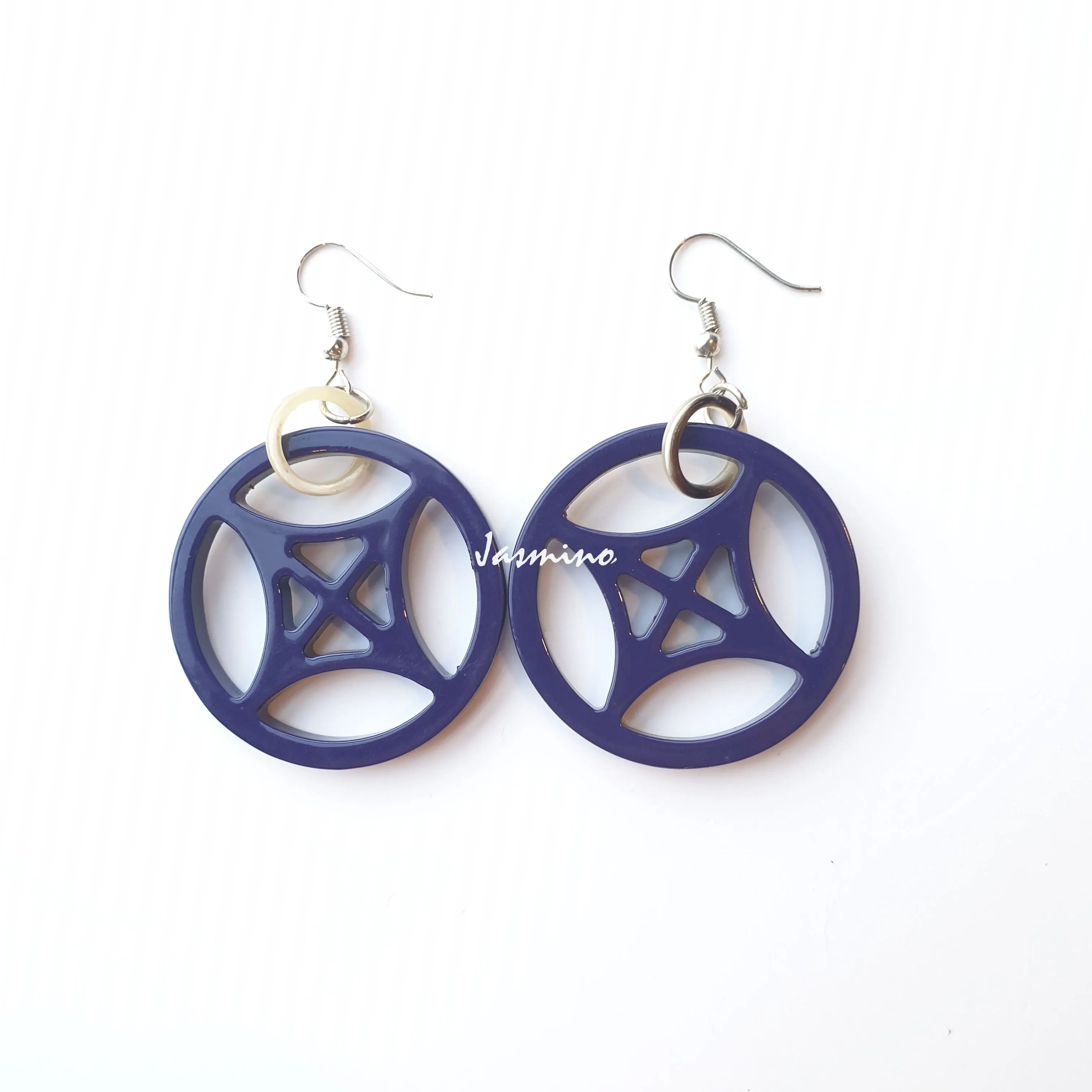 Jasmino Unique Handmade Steering Wheel Sport Dangle Earrings Made By Natural Buffalo Horn