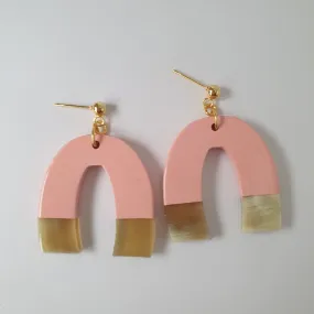 Jasmino Unique Handmade U Shaped Pink Earrings For Women Made By Natural Buffalo Horn