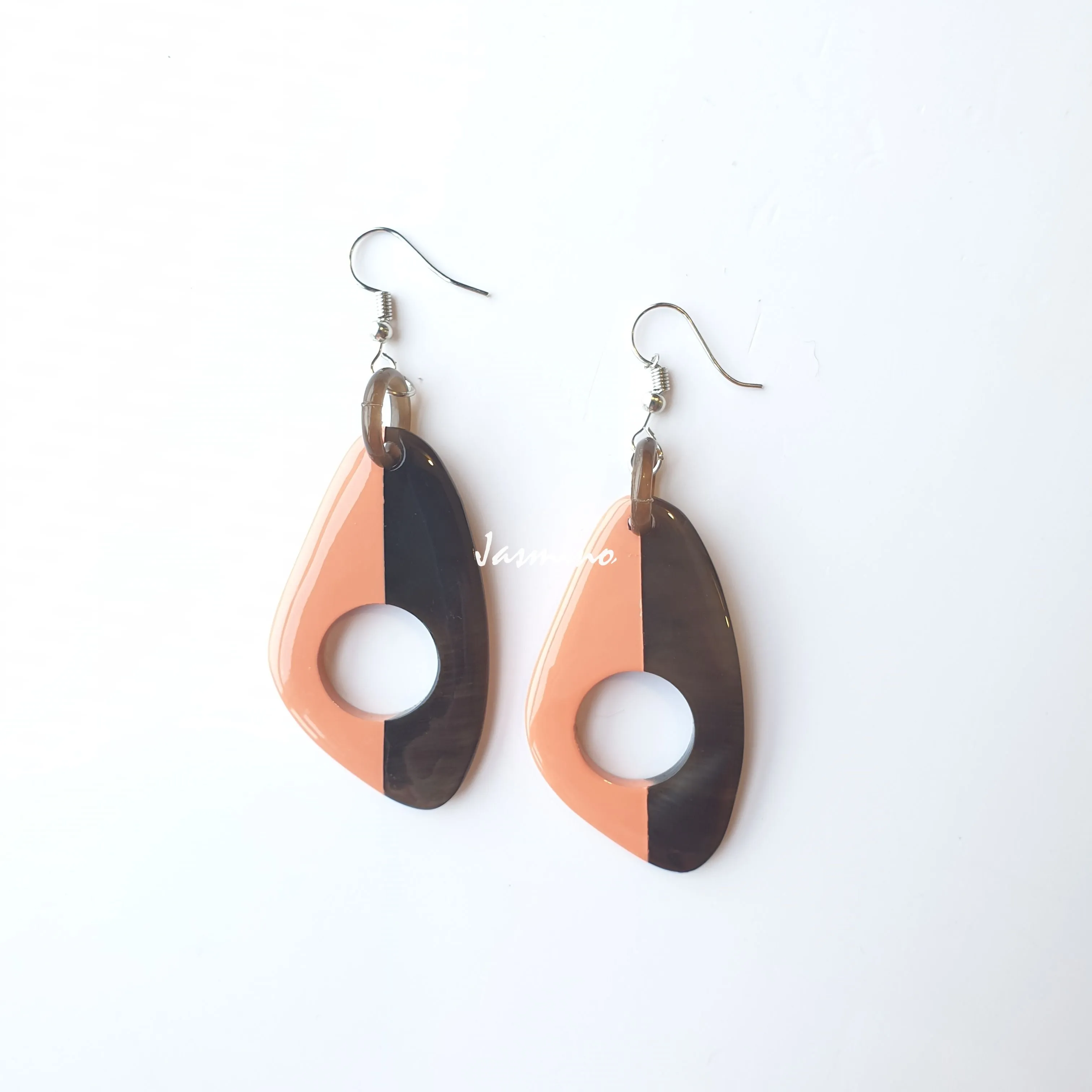 Jasmino Unique Handmade Vintage Butterfly Hand-painted Dangle Earrings Made By Natural Buffalo Horn