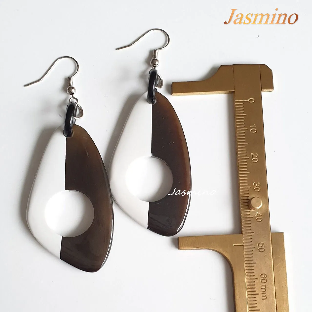 Jasmino Unique Handmade Vintage Butterfly Hand-painted Dangle Earrings Made By Natural Buffalo Horn