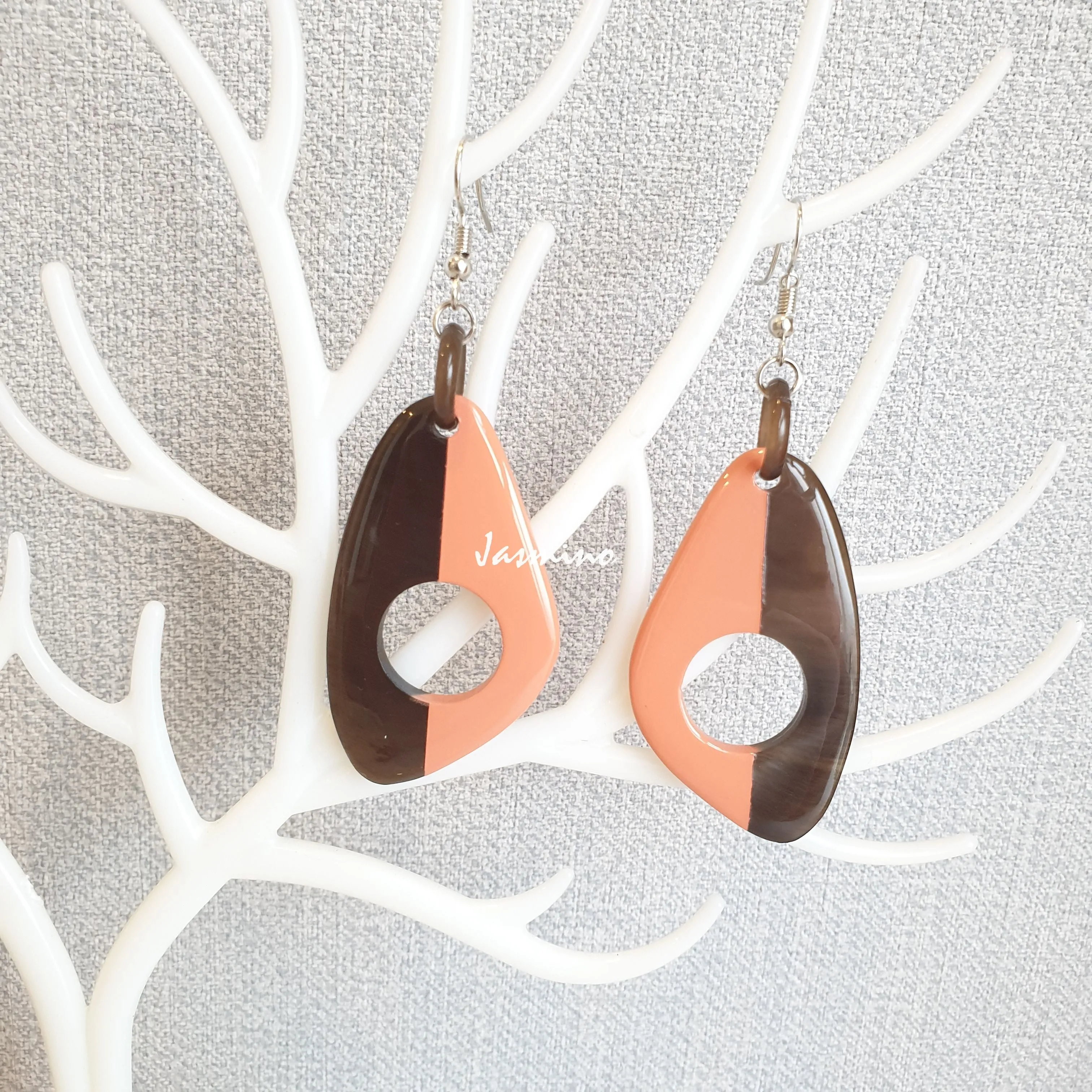 Jasmino Unique Handmade Vintage Butterfly Hand-painted Dangle Earrings Made By Natural Buffalo Horn