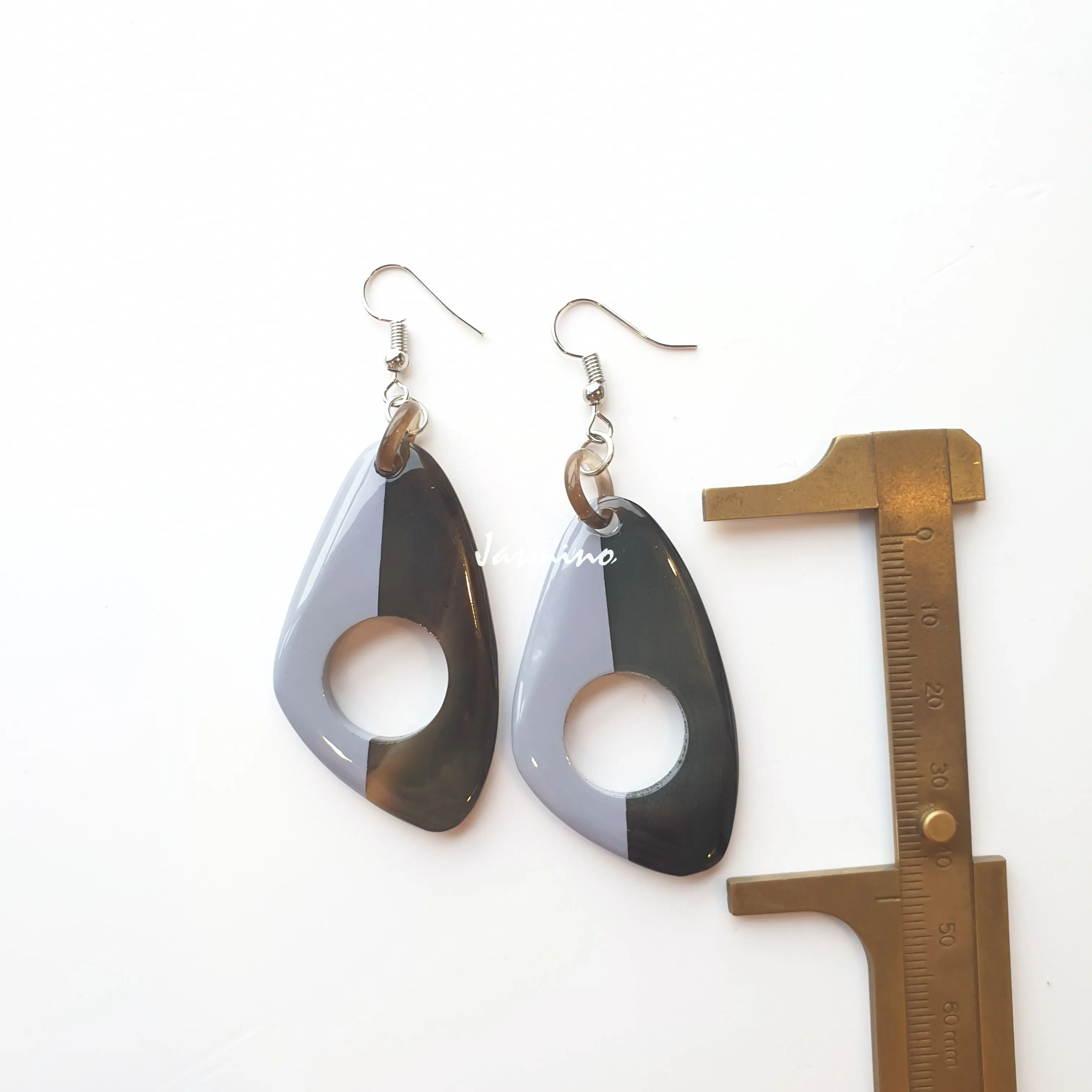 Jasmino Unique Handmade Vintage Butterfly Hand-painted Dangle Earrings Made By Natural Buffalo Horn