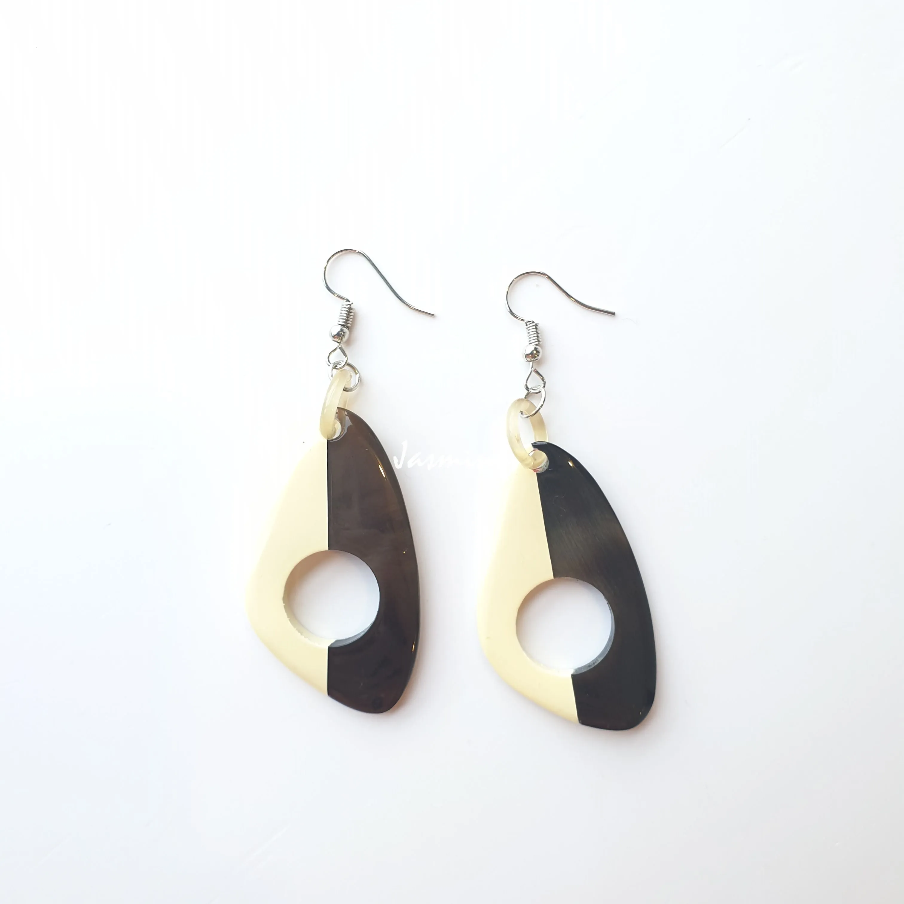 Jasmino Unique Handmade Vintage Butterfly Hand-painted Dangle Earrings Made By Natural Buffalo Horn