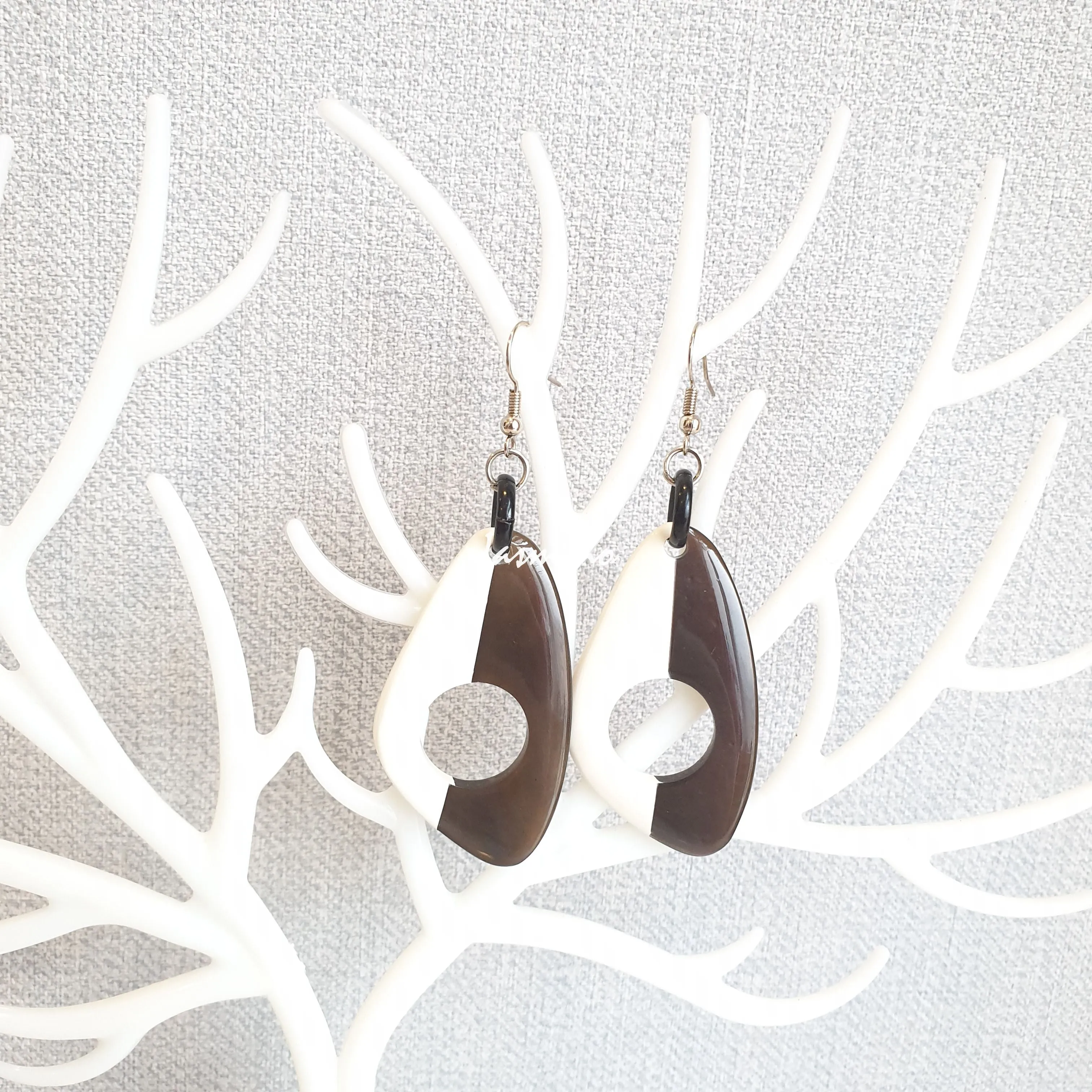 Jasmino Unique Handmade Vintage Butterfly Hand-painted Dangle Earrings Made By Natural Buffalo Horn
