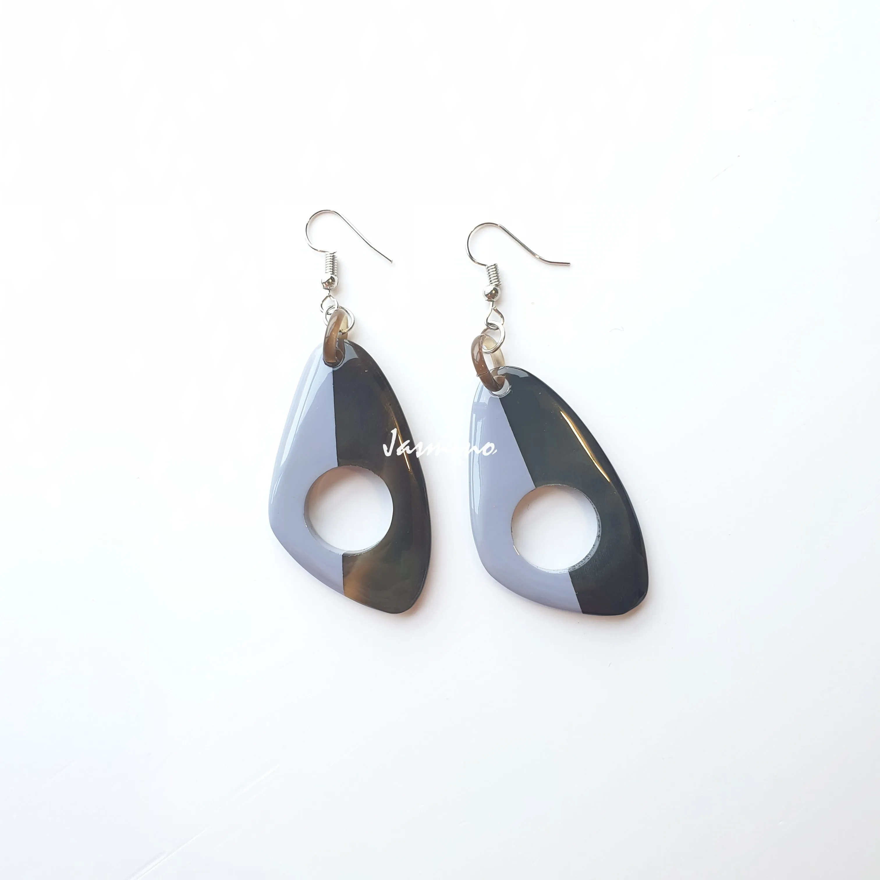 Jasmino Unique Handmade Vintage Butterfly Hand-painted Dangle Earrings Made By Natural Buffalo Horn