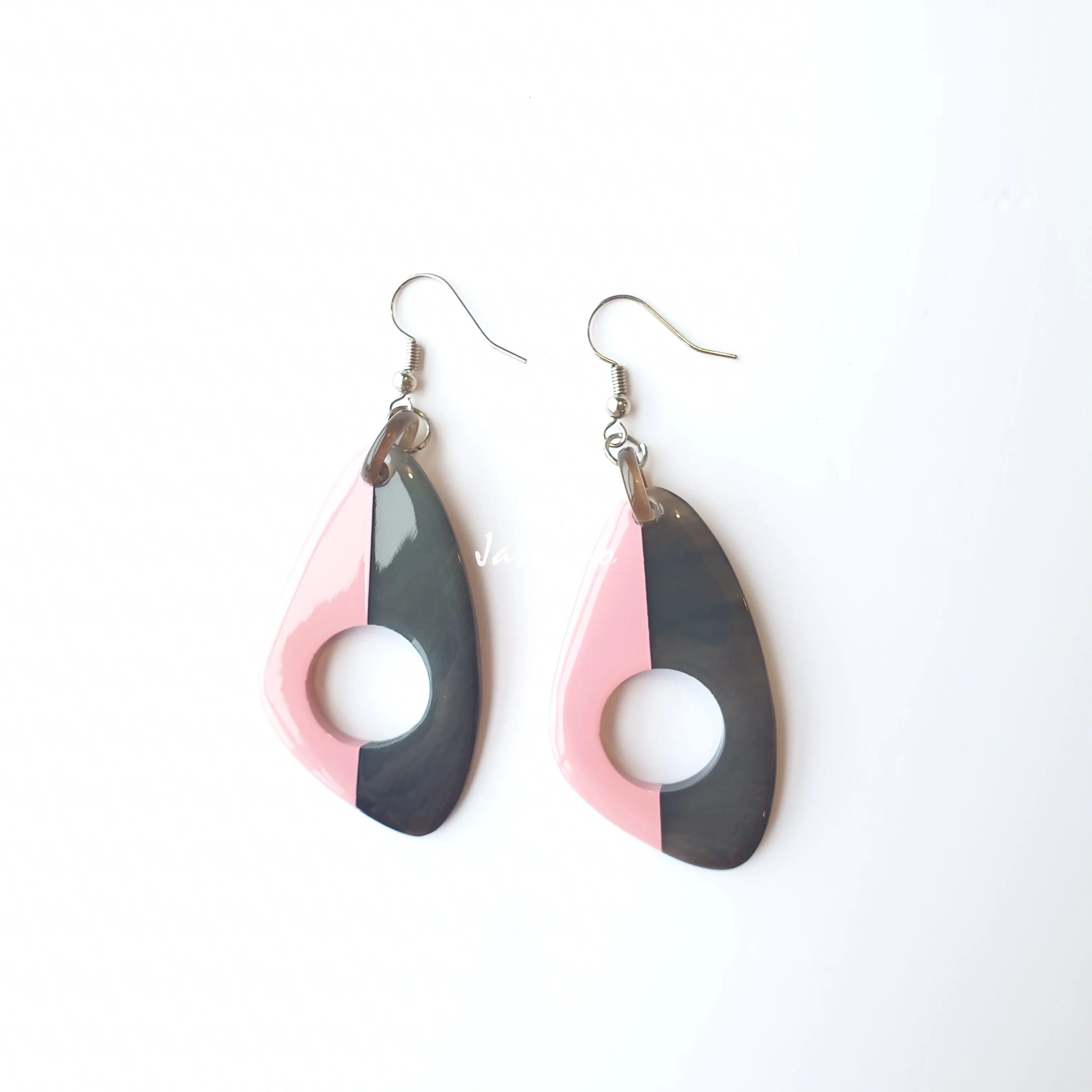 Jasmino Unique Handmade Vintage Butterfly Hand-painted Dangle Earrings Made By Natural Buffalo Horn
