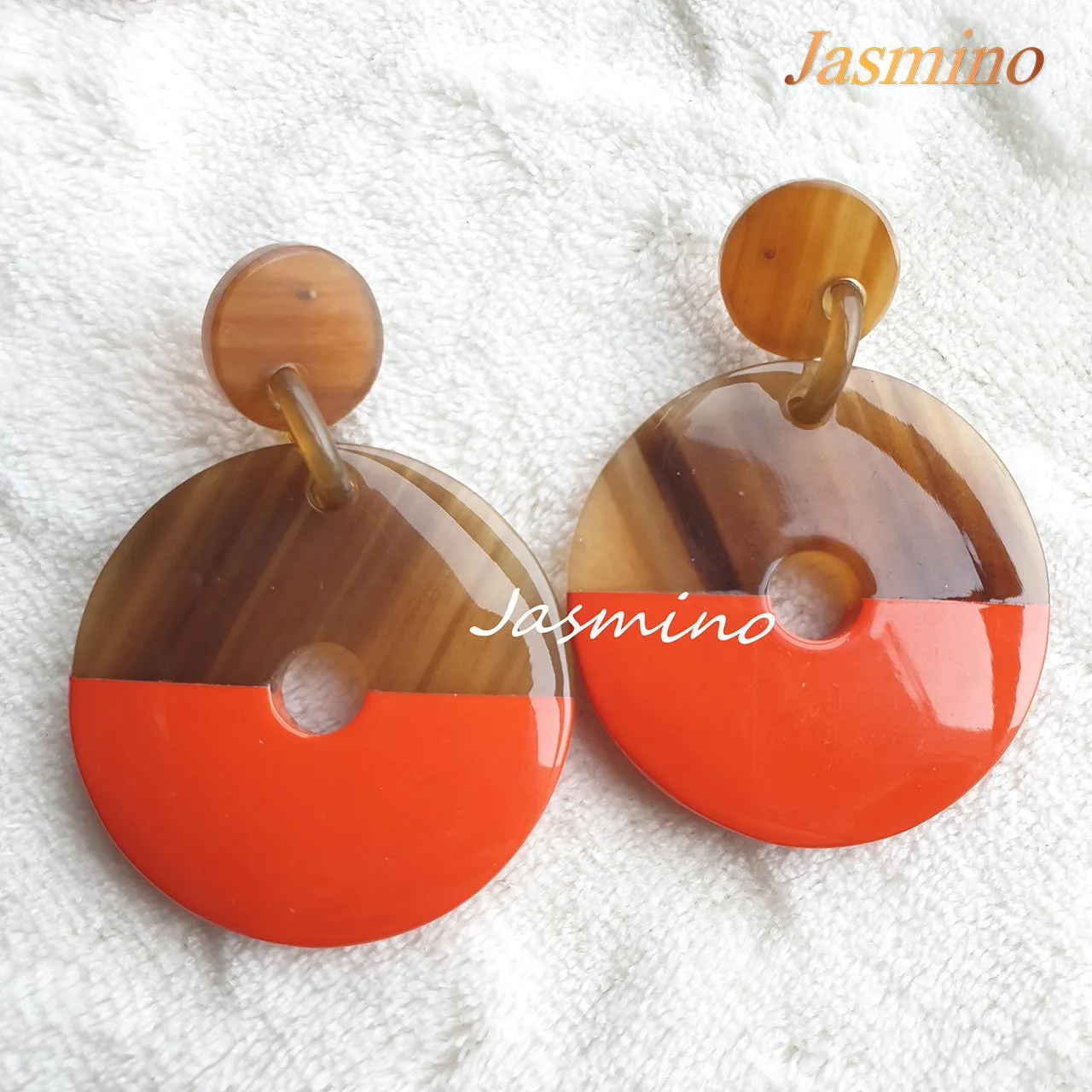 Jasmino Unique Handmade Vintage Coin Circle Drop Earrings Made By Natural Buffalo Horn