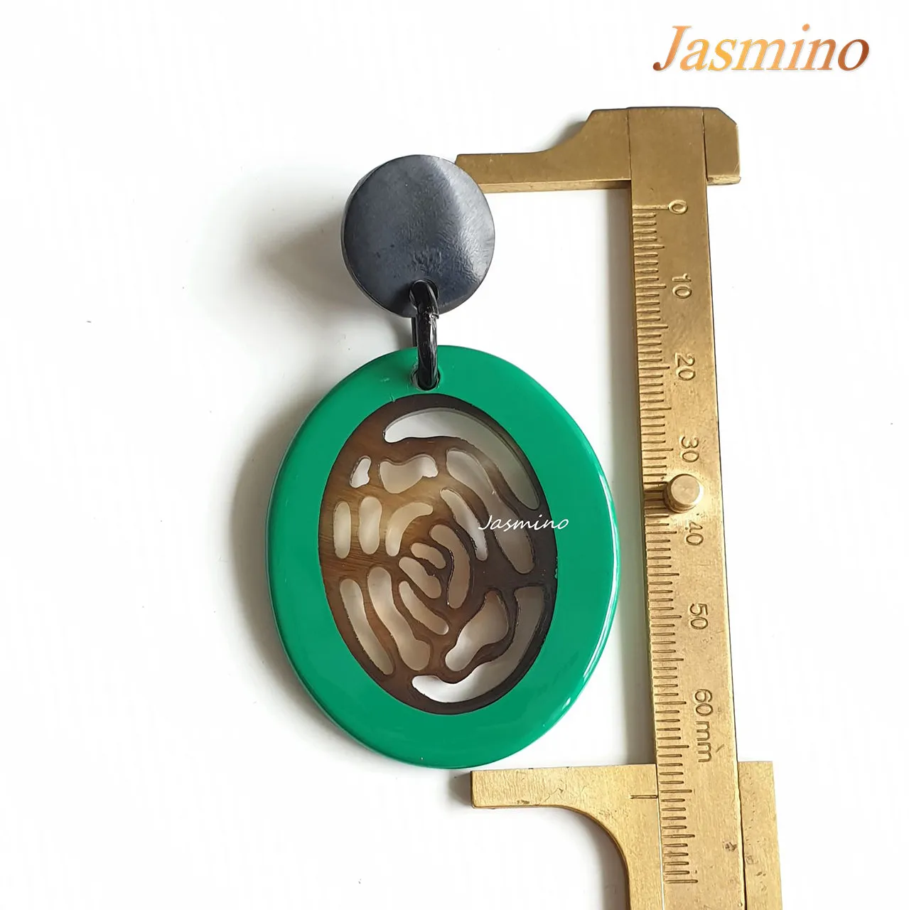 Jasmino Unique Handmade Vintage Flower Oval Drop Earrings Made By Natural Buffalo Horn
