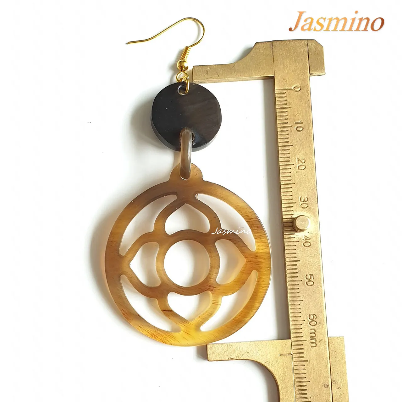 Jasmino Unique Handmade Vintage Lotus Flower Dangle Earrings Made By natural Buffalo Horn