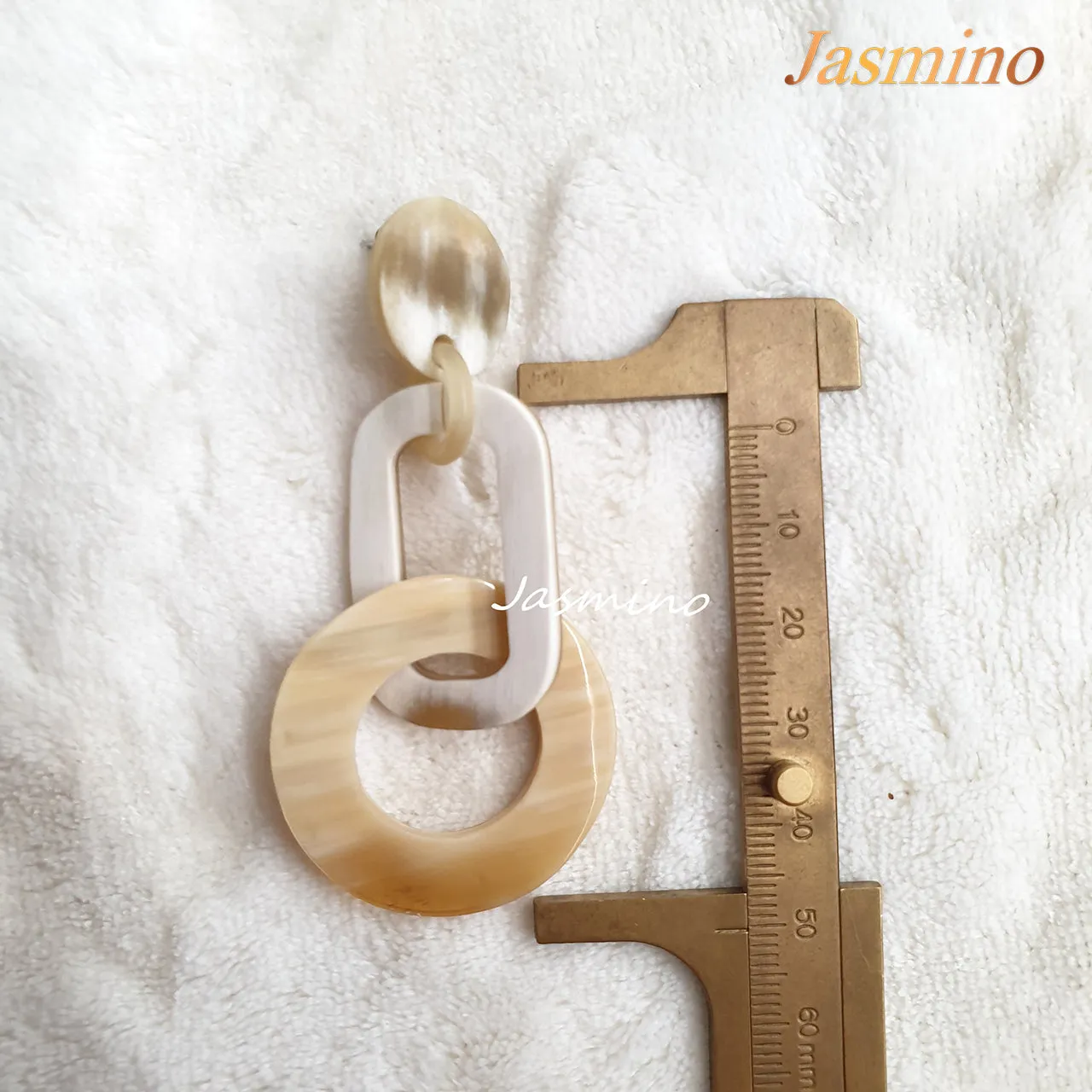 Jasmino Unique Handmade Vintage Rectangle Circle Drop Earrings Made By Natural Buffalo Horn