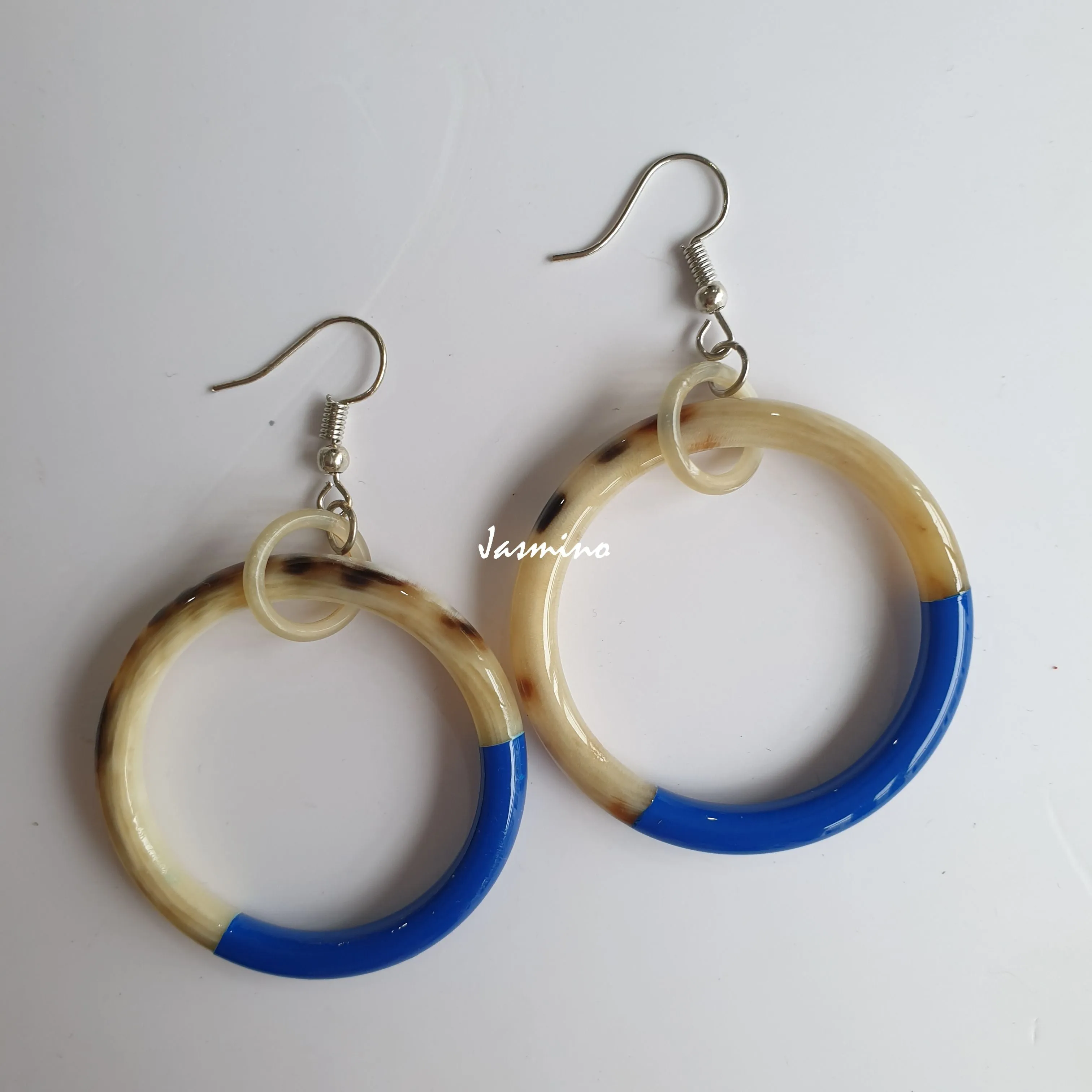 Jasmino Unique Handmade Vintage Thin Circle Drop Couple Jewelry Made By Natural Buffalo Horn