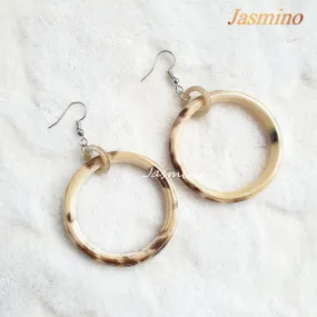Jasmino Unique Handmade Vintage Thin Circle Drop Couple Jewelry Made By Natural Buffalo Horn