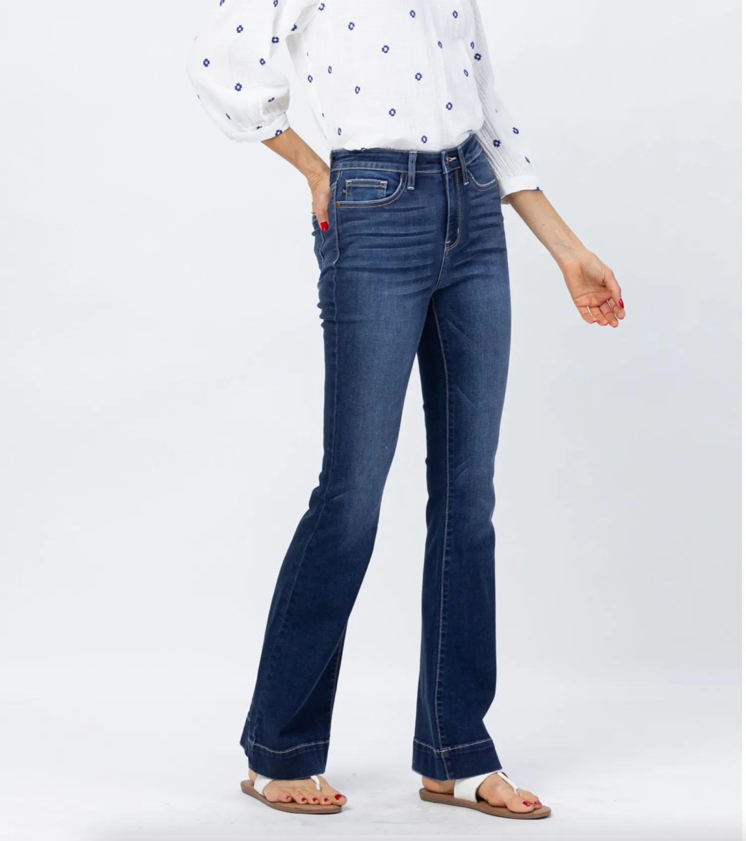 Judy Blue Hi-Rise Hem Trouser Flares (Regular/Curvy)