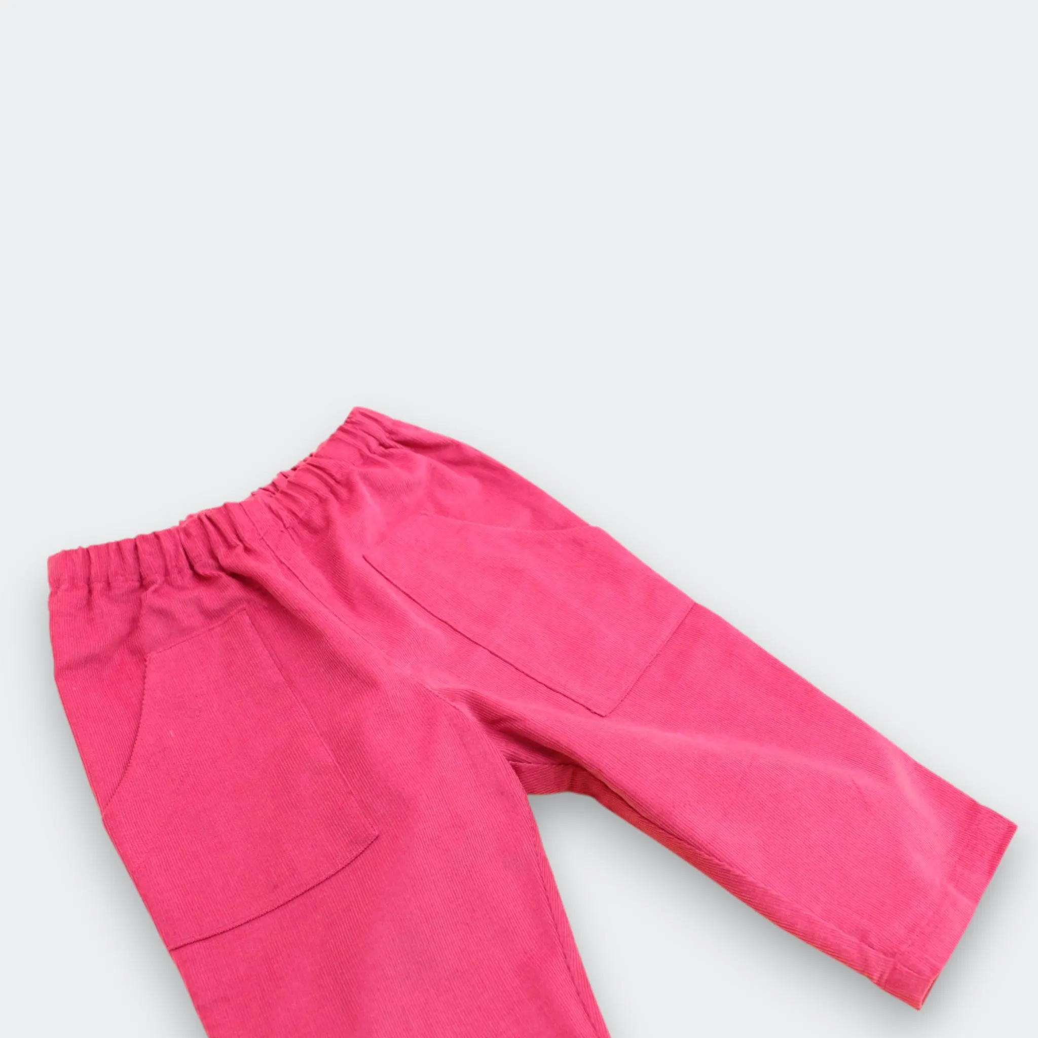 Kids' and Baby Cotton Corduroy Pants - Bright Pink with Front Pocket