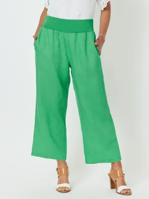 Lara Linen Wide Leg Pant - Emerald