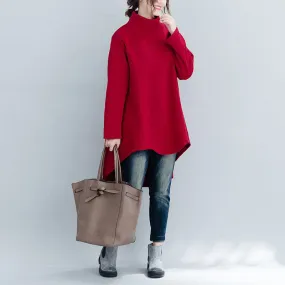 Large size turtleneck bottoming shirt women's long irregular sweater dress