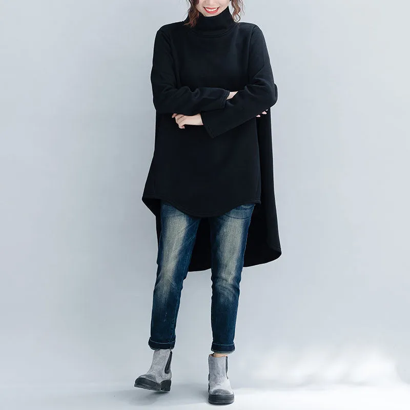 Large size turtleneck bottoming shirt women's long irregular sweater dress