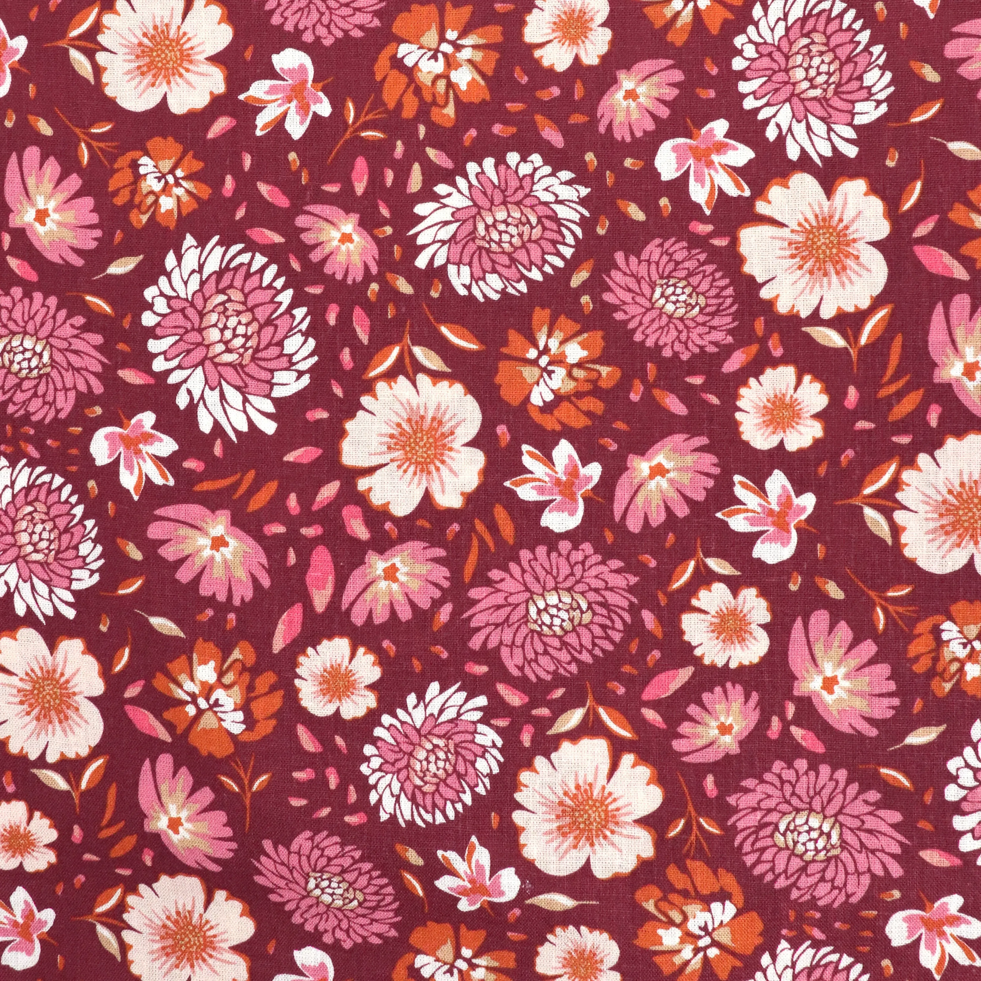 Linen Viscose - Chrysanthemum - Berry Red - SALE