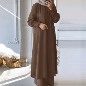 Long Sleeve Shirt with Loose Long Pants 2-Piece Set (MOA074)