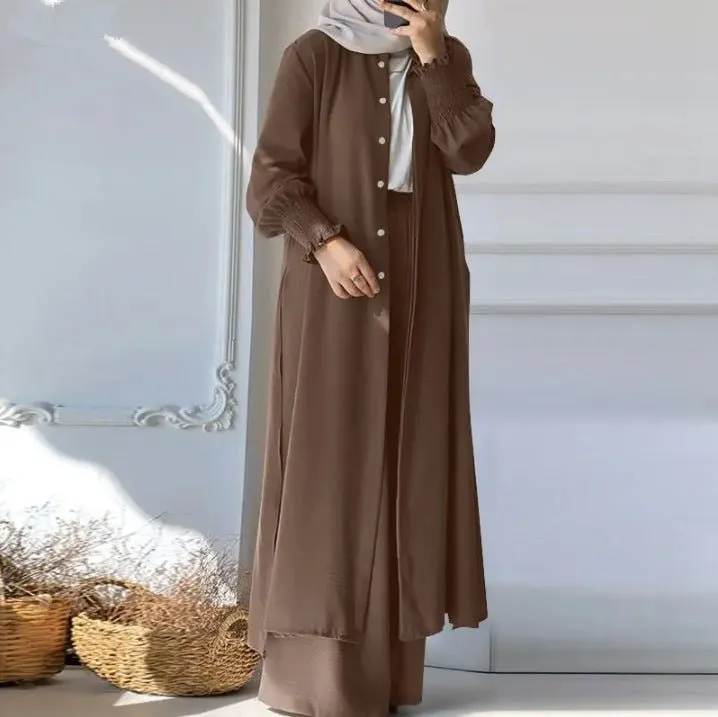 Long Sleeve Shirt with Loose Long Pants 2-Piece Set (MOA074)
