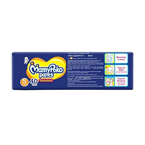 MamyPoko Pants Standard Baby Diapers, Small (S), 40 Count, 4-8 kg