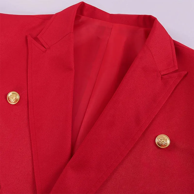 Mens Red Medieval Vintage Tuxedo Jacket Lapel Buttons Lightweight Blazer Swallowtail with Tie