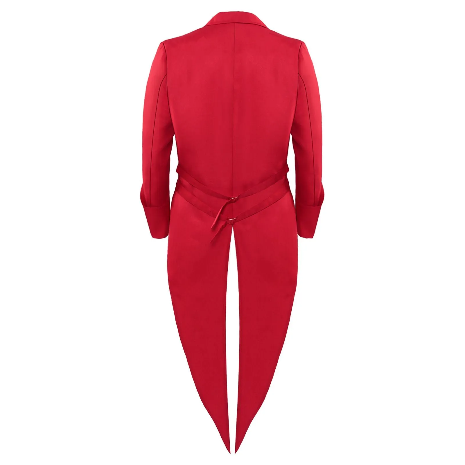 Mens Red Medieval Vintage Tuxedo Jacket Lapel Buttons Lightweight Blazer Swallowtail with Tie