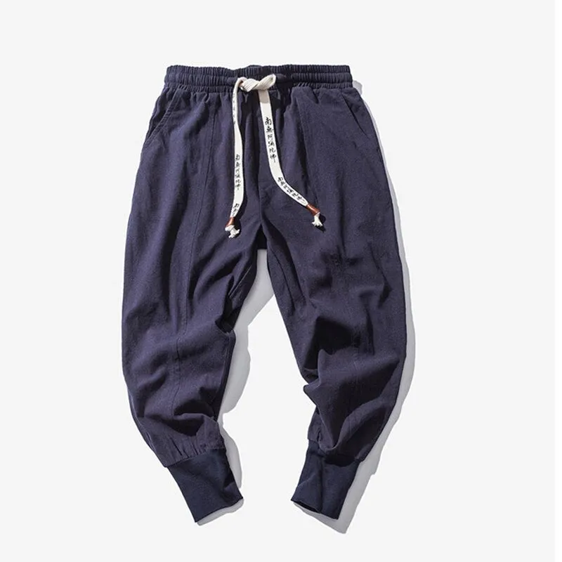 Men's Wild Crotch Harem Pants Japanese lanterns Men Harem Pants Japanese Casual Cotton Linen Trouser Man Jogger Pants Chinese B