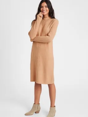 Mock-Neck Sweater Dress in Cool Beige