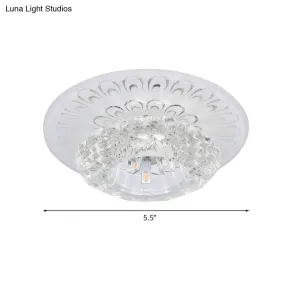 Modern Crystal Flower Hotel Flush Mount LED Ceiling Light Fixture - Layered Design, 5.5"/7" Wide, Warm/White/Multi-Color Light
