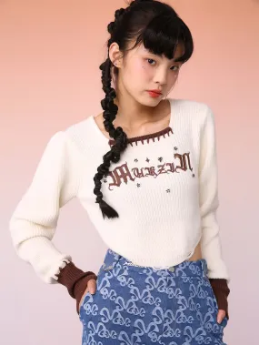 MUKZIN Off-White Brown Mosaic Cropped Sweater