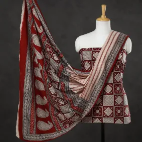 Multicolor - 3pc Bagh Block Printed Cotton Suit Material Set