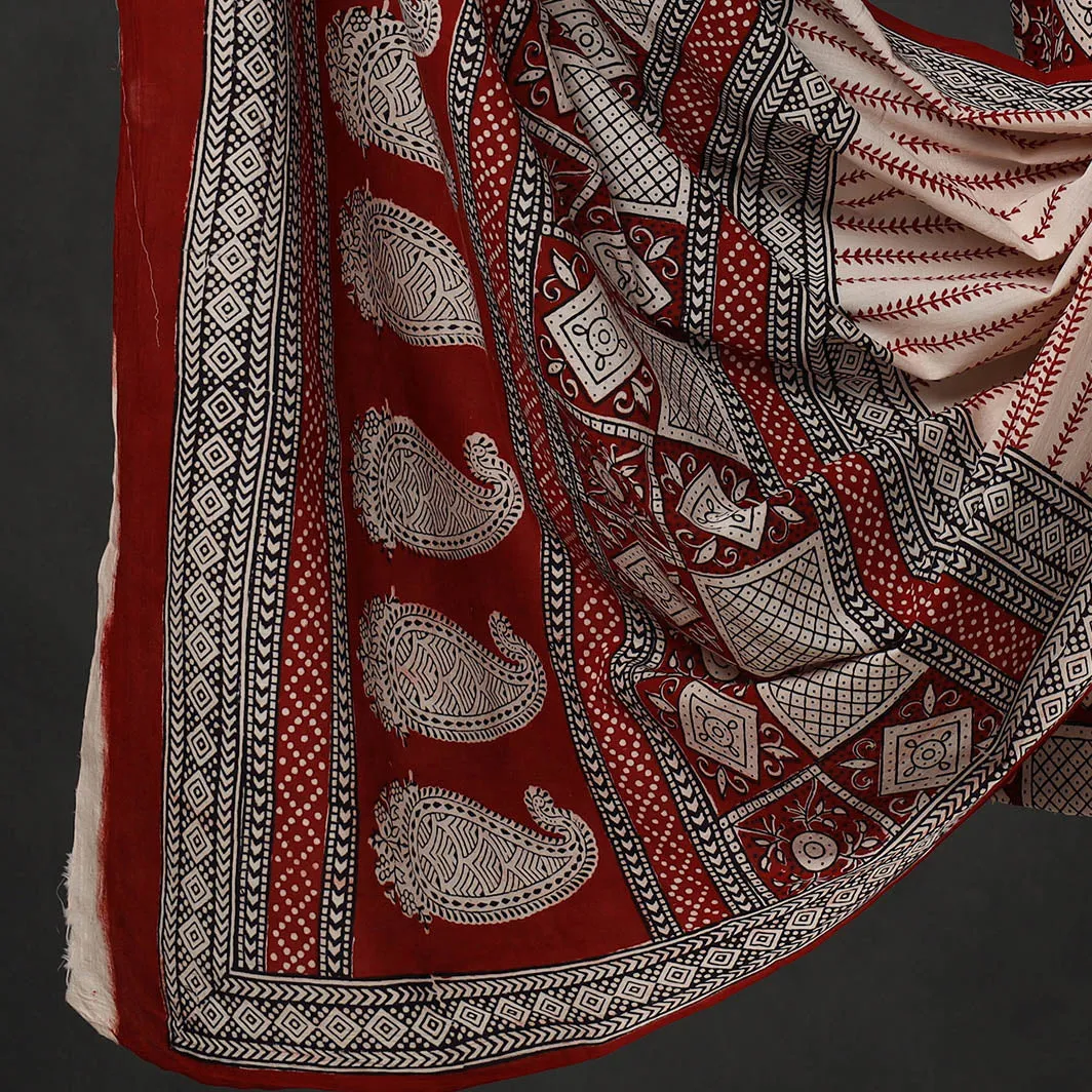 Multicolor - 3pc Bagh Block Printed Cotton Suit Material Set