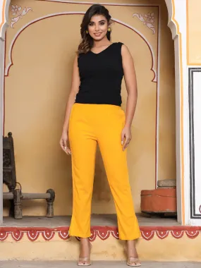 Mustard Ethnic Wear Cotton Pants With Lace