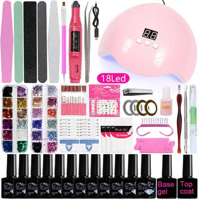 Nail Beauty Tool Set EBay Beginner Home Hot Lamp UV Polish Grinding Machine