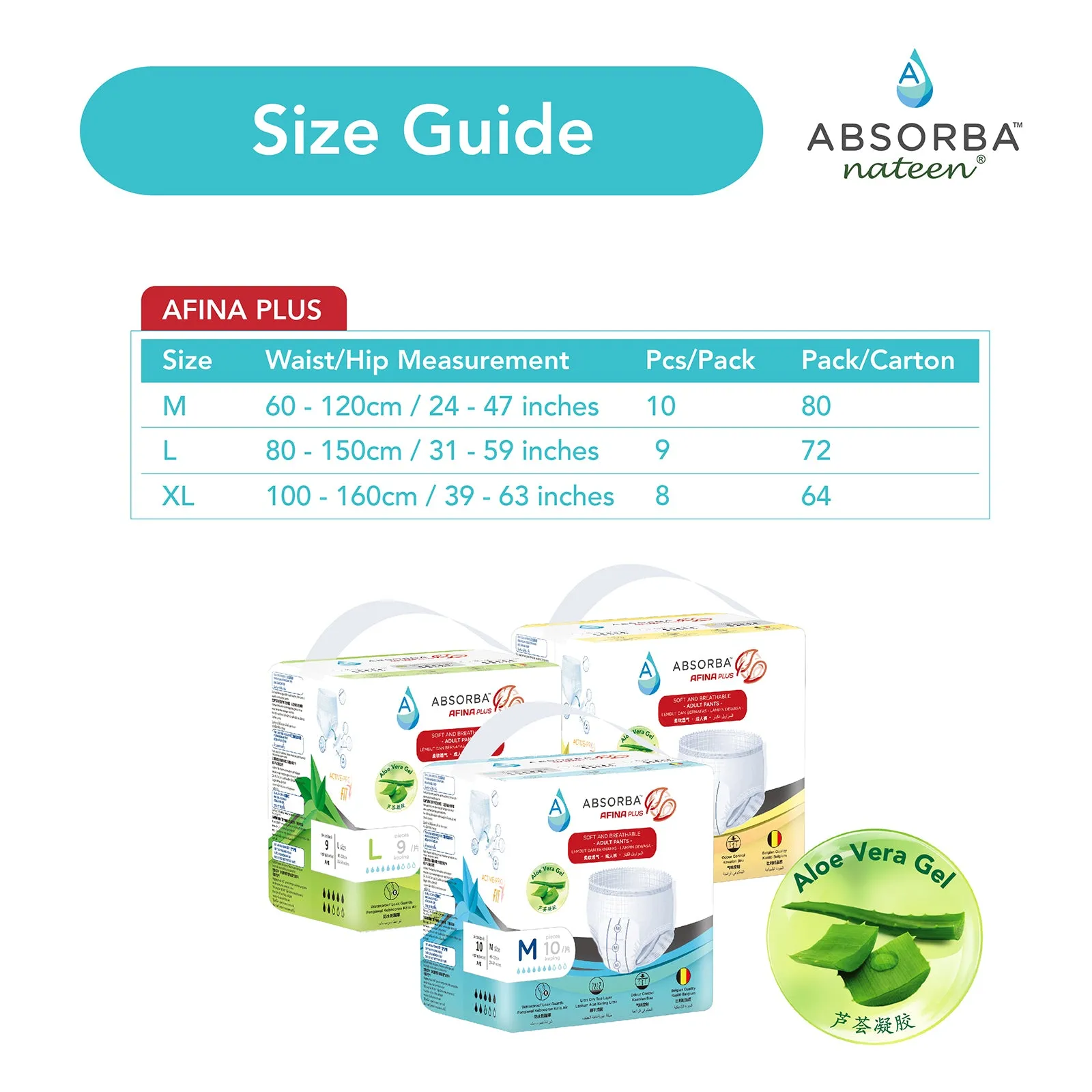 Nateen Afina Plus Pull Up Adult Pants 9s (Carton of 8) - L