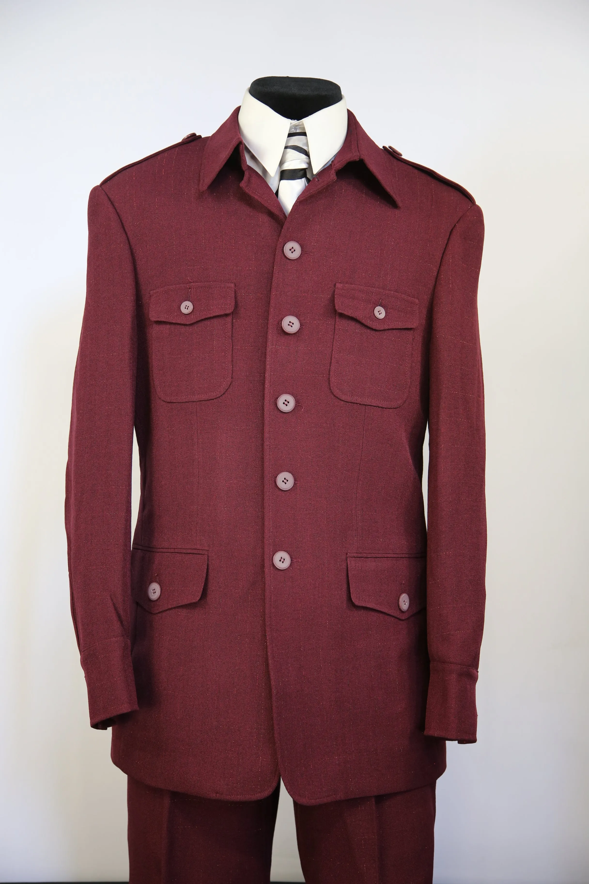 Naval Style High Collar Wool  2pc  Zoot Suit Set