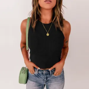 New Solid Color Sleeveless Slim Slimming Threaded Vest Women's Outer Wear