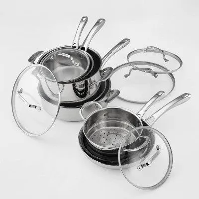 Open Box - Cuisinart Classic 13pc Stainless Steel Cookware Set Light Silver