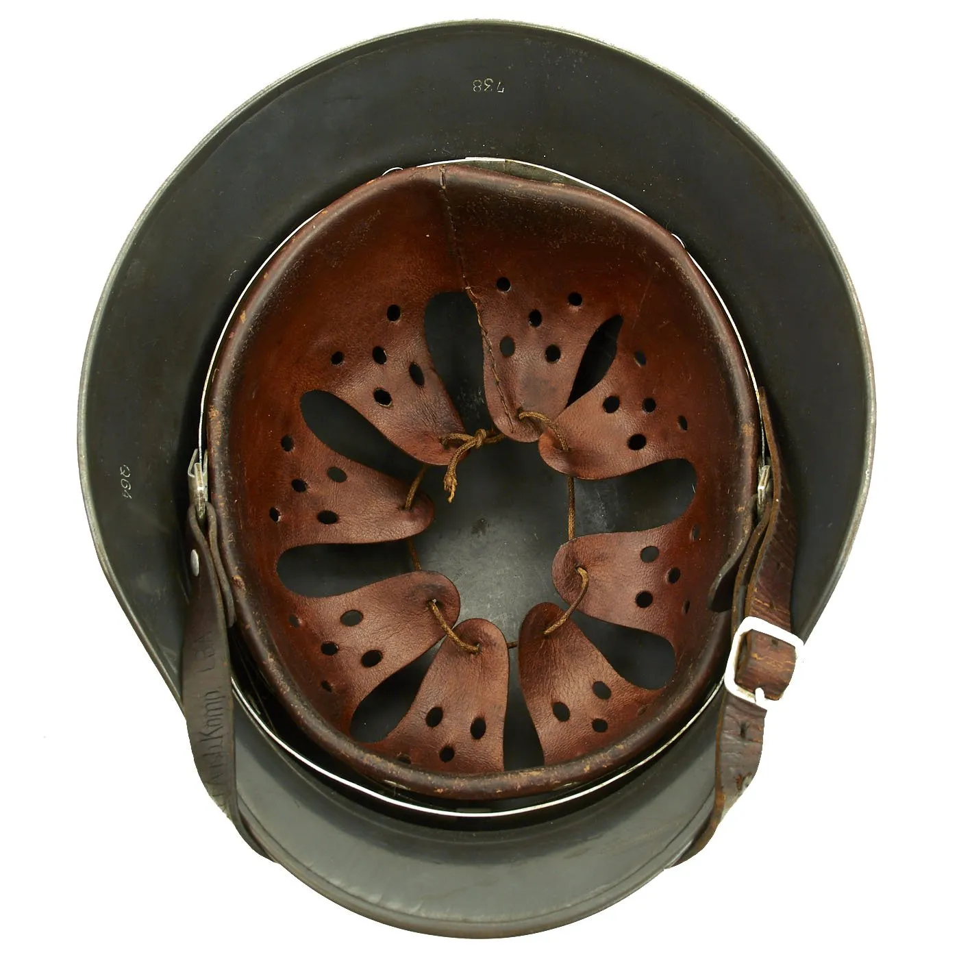 Original German WWII Luftwaffe M35 Double Decal Droop Tail Eagle Steel Helmet with 56cm Liner - Q64