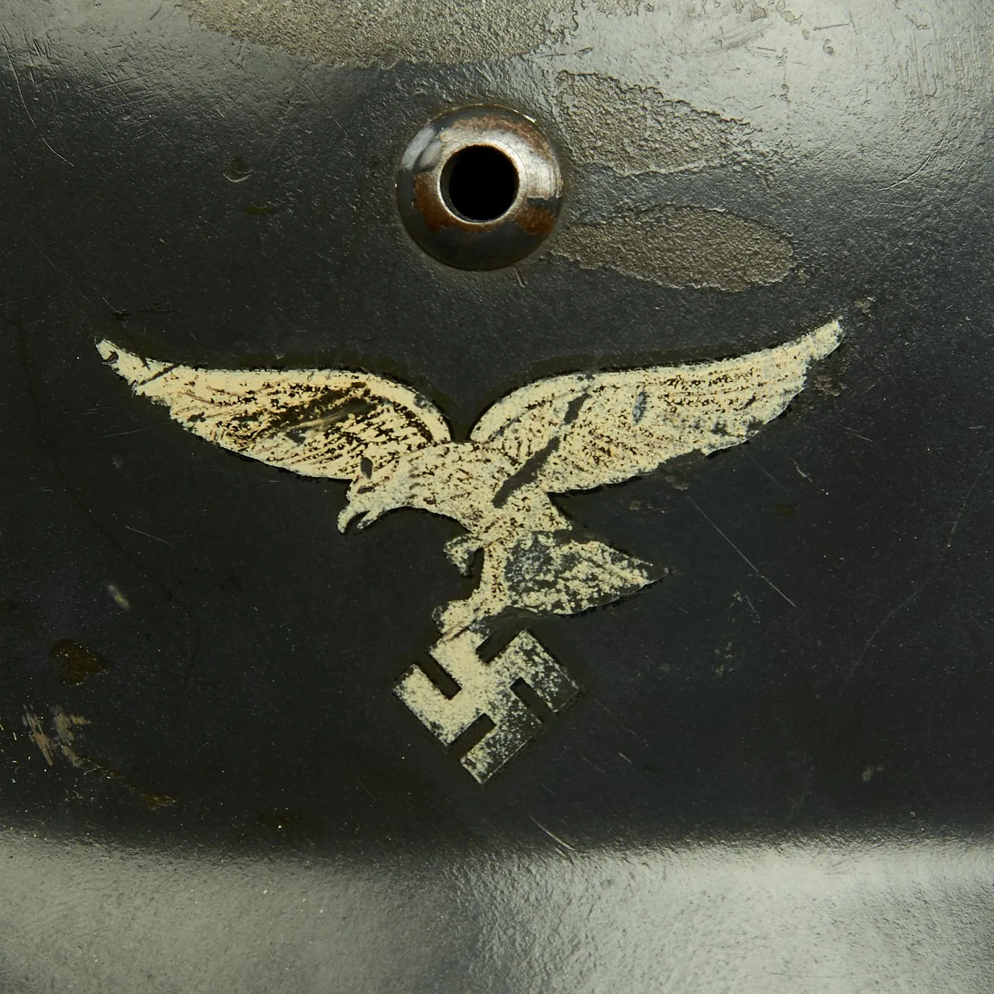 Original German WWII Luftwaffe M35 Double Decal Droop Tail Eagle Steel Helmet with 56cm Liner - Q64