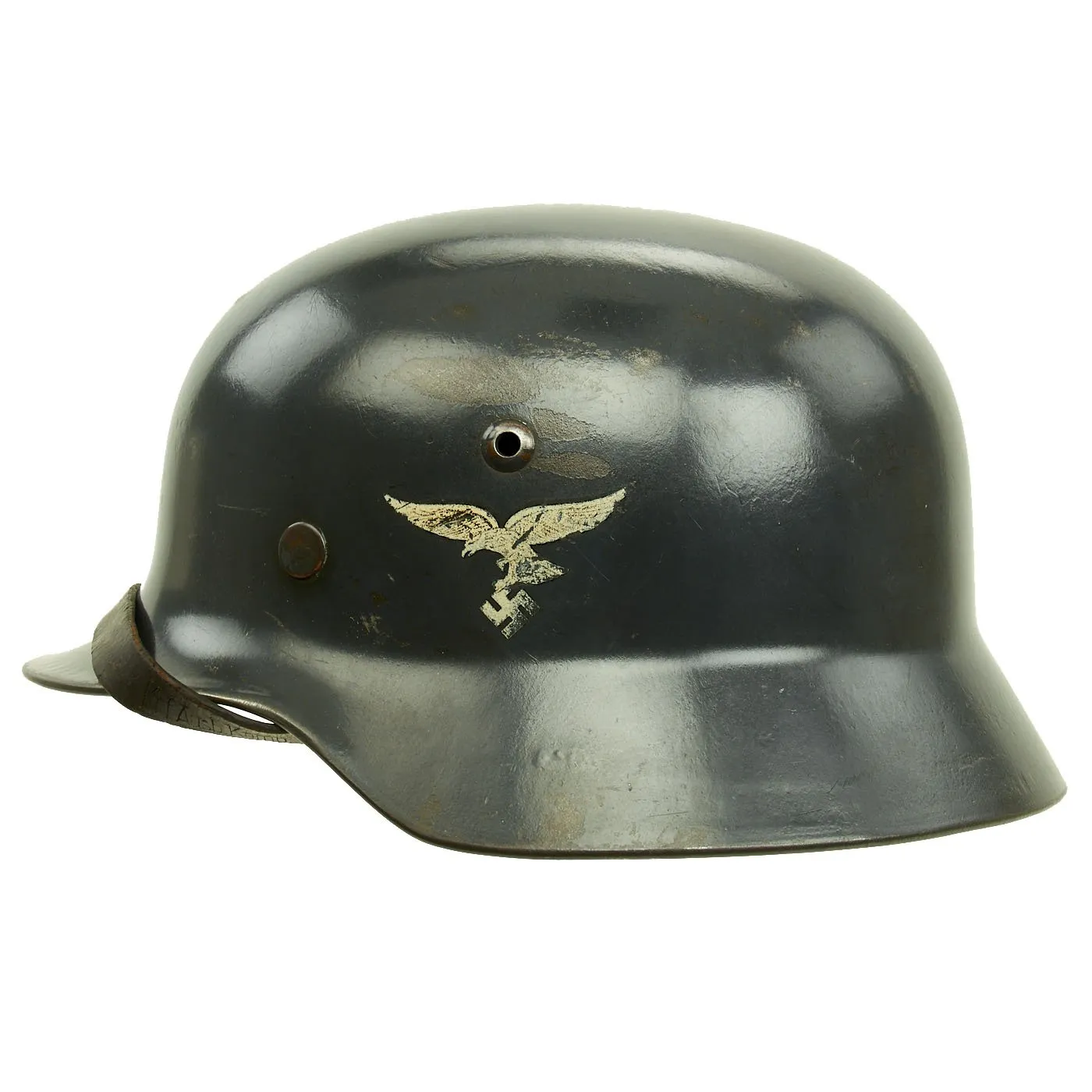 Original German WWII Luftwaffe M35 Double Decal Droop Tail Eagle Steel Helmet with 56cm Liner - Q64